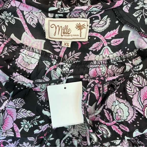 NWT Mille Resort May Top in Tropical Night XS Purple Floral Women’s Blouse - Picture 12 of 13